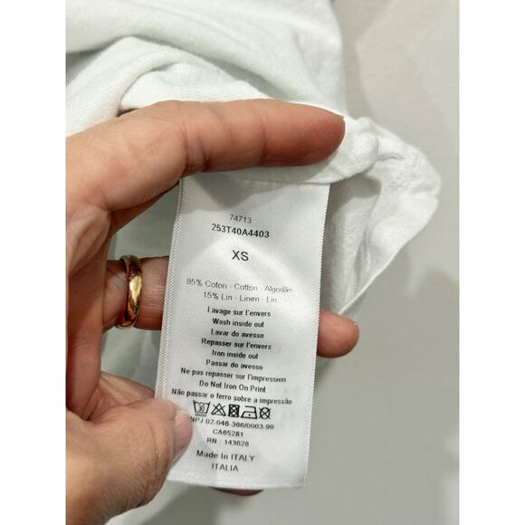 Christian Dior Lucky Dior Ringer Short Sleeve Graphic Tee White/Navy Women's XS - Picture 6 of 6